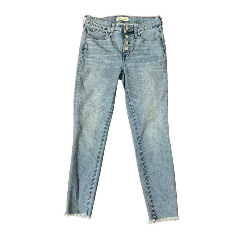 Madewell 9” High Rise Skinny Crop Jeans Light Wash Raw Hem Button Fly Size 26